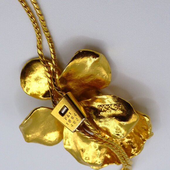 Signed RISIS 3i Heirloom Orchid 24K Gold Dipped Bolo Tie Lariat Necklace - Picture 10 of 15